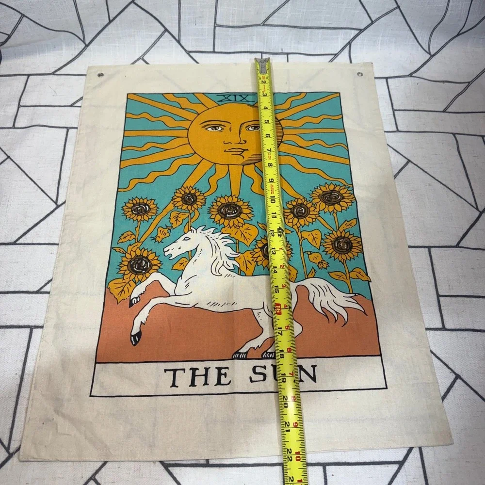 Tarot Card Wall Hanging Set 22x16 Multicolor Sun Moon Star Cotton 3pc BOHO Witch